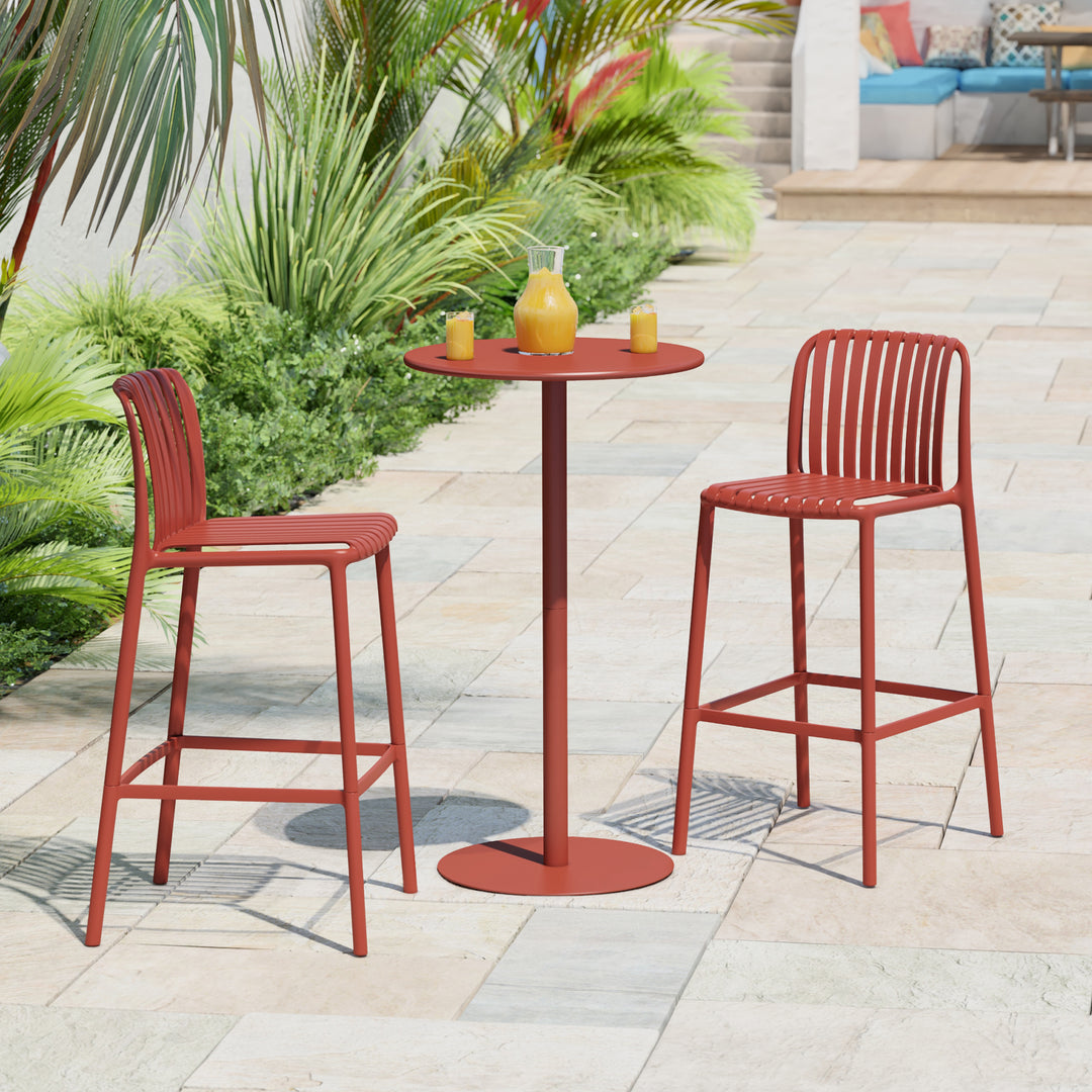 Playa 3-Piece Patio Adjustable Bar Table with Stackable Patio Bar Stools
