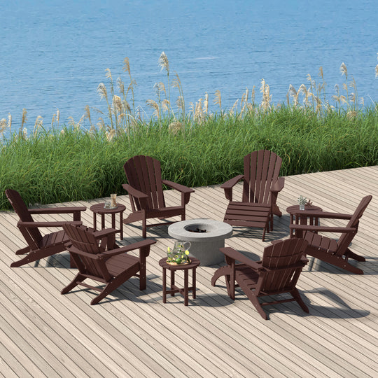 Dylan 12 Piece Outdoor Adirondack Chair With Ottoman And Side Table