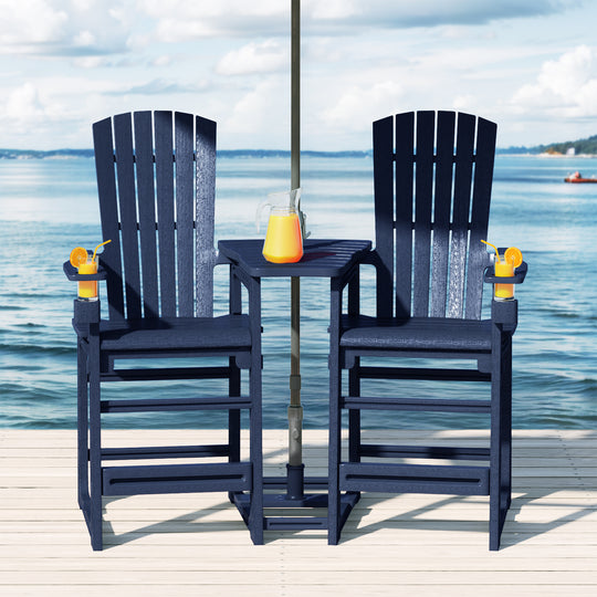 Azura Outdoor Tall Adirondack Chairs With Connecting Table Tray (Set of 2)