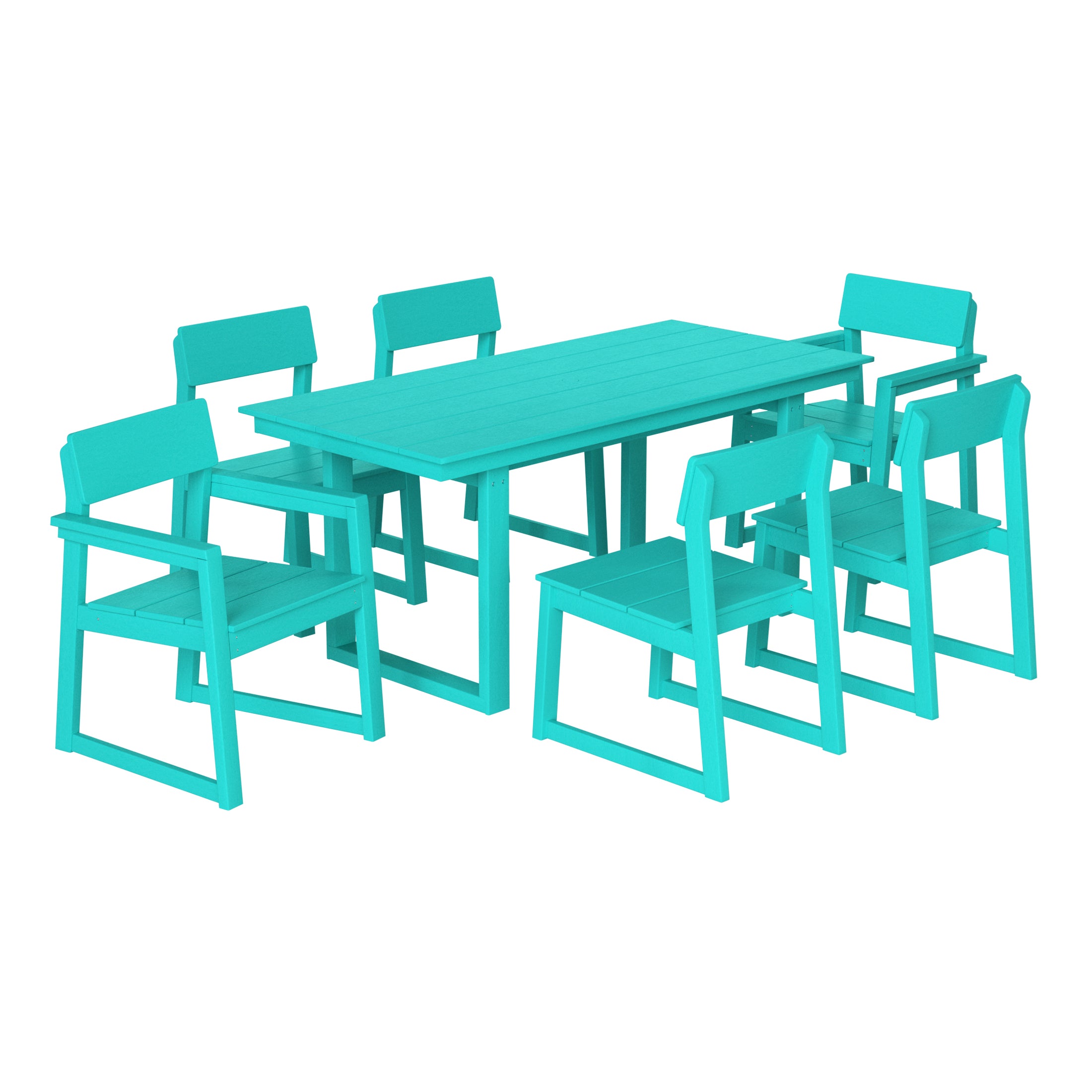 Paloma 7-Piece Modern HDPE Outdoor Patio Dining Table Set With Umbrella Hole