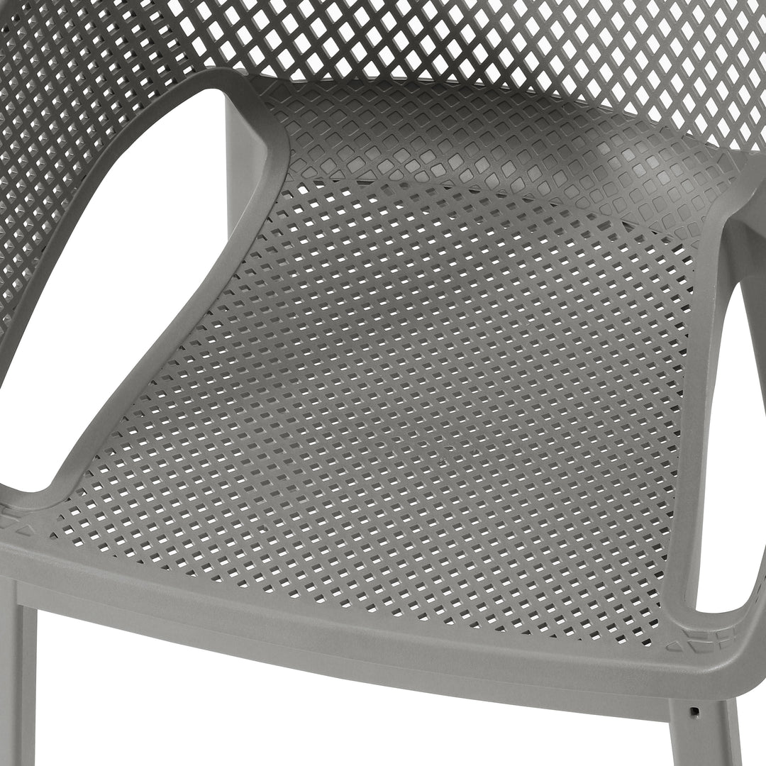 Playa Outdoor Modern Stackable Plastic Resin Patio Dining Armchair (Set of 4)