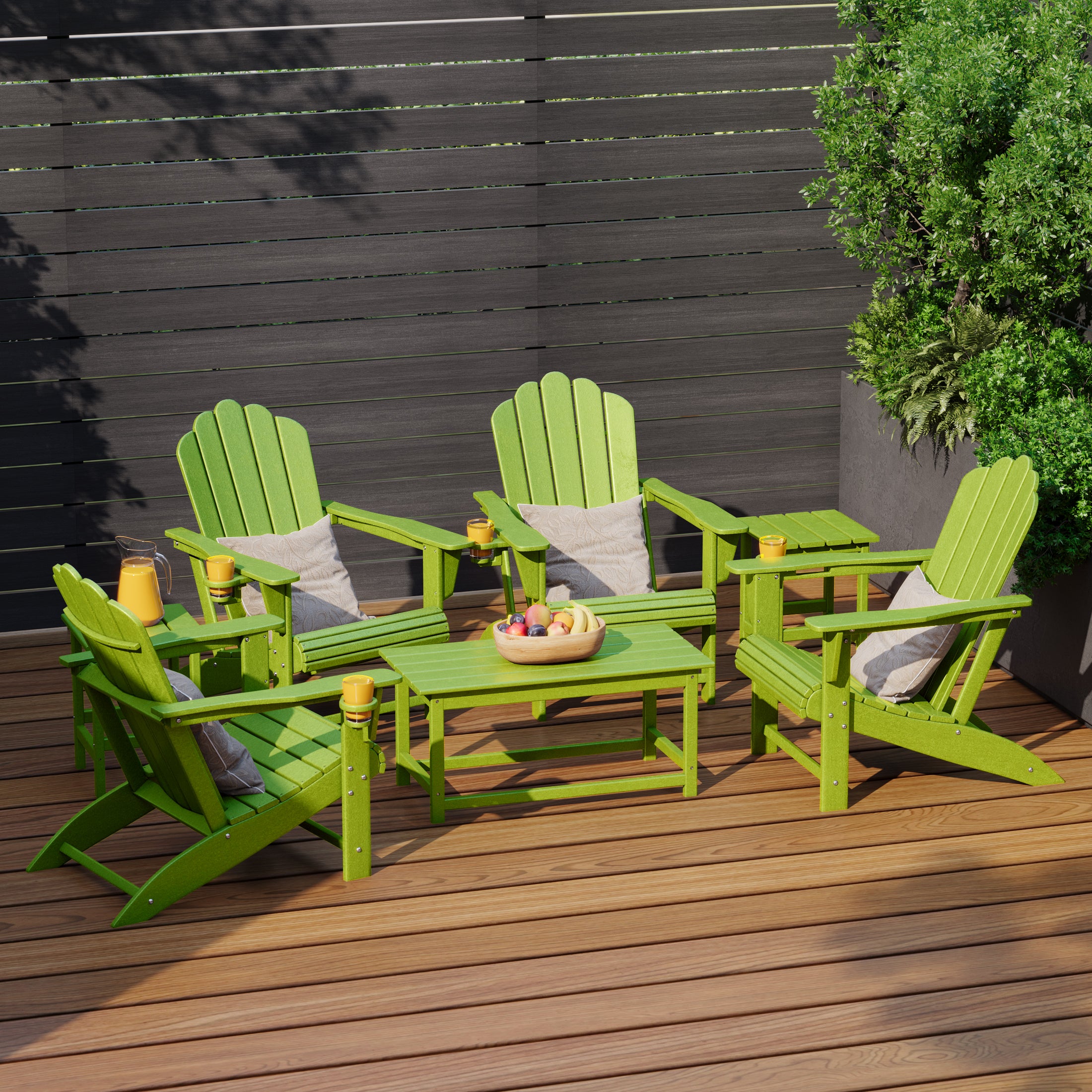 Highland 7-Piece HDPE Outdoor Patio Furniture Adirondack Conversation Set
