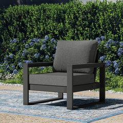 Montara club chair in Gray with Gray cushions styled outdoors