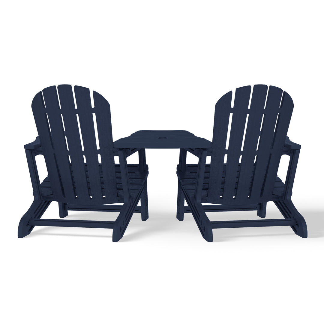 Azura Outdoor HDPE Adirondack Chairs With Connecting Table Tray (Set of 2)