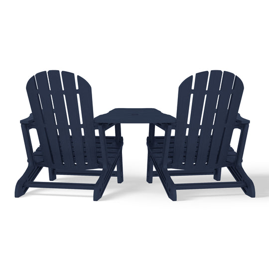 Azura Outdoor HDPE Adirondack Chairs With Connecting Table Tray (Set of 2)