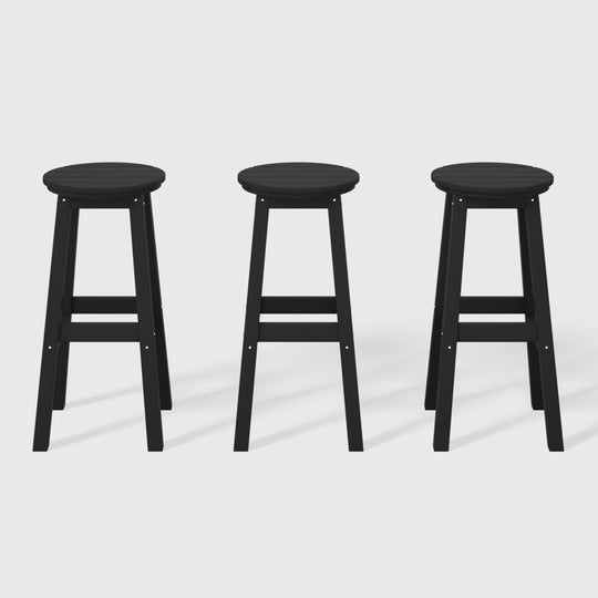 Malibu 29" HDPE Outdoor Patio Round Bar Stool (Set of 3)