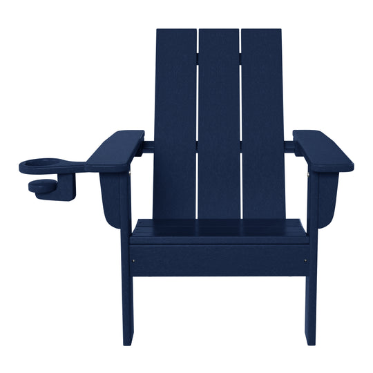 Ashore Kids Outdoor HDPE Plastic Modern Adirondack Patio Chairs with Cup Holders (Set of 2)