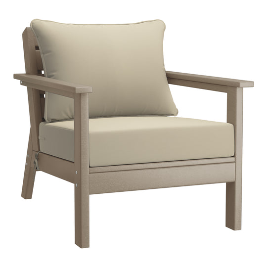 Avalon Outdoor Modern HDPE Patio Club Chairs with Deep Seat Cushions (Set of 2)