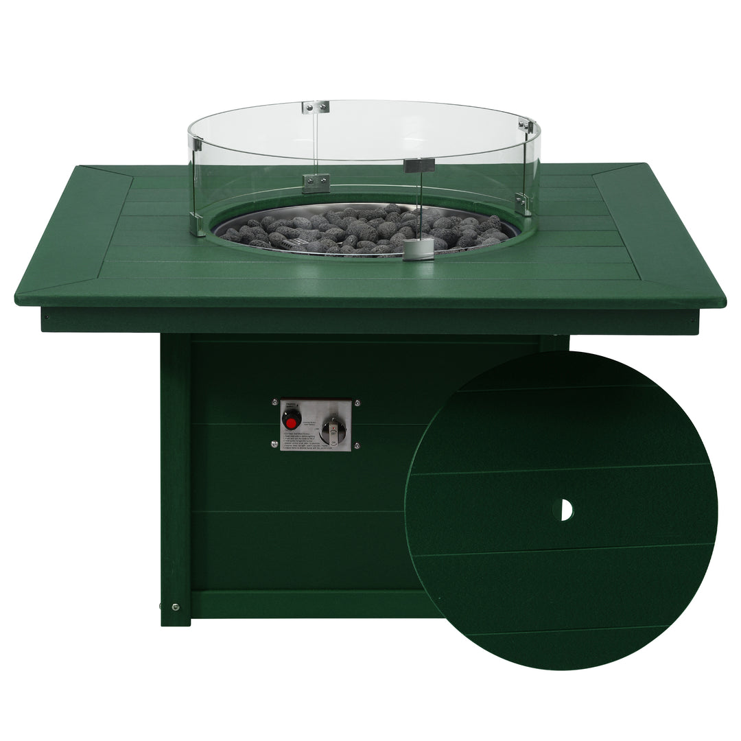 Helios 42" Modern Outdoor Patio Propane Square Fire Pit Table
