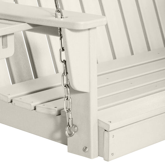 St. Augustine 4ft Outdoor HDPE Poly Farmhouse Hanging Porch Swing With Cup Holders