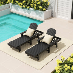 Dylan Adirondack reclining chaise lounge with arms in Black styled outdoors
