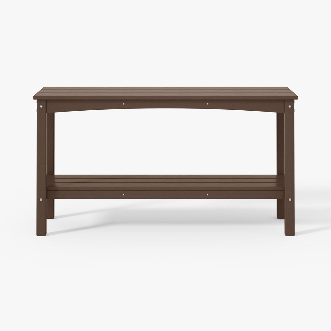 Malibu 55" Outdoor Patio HDPE Adirondack 2-Tier Shelf Console Table