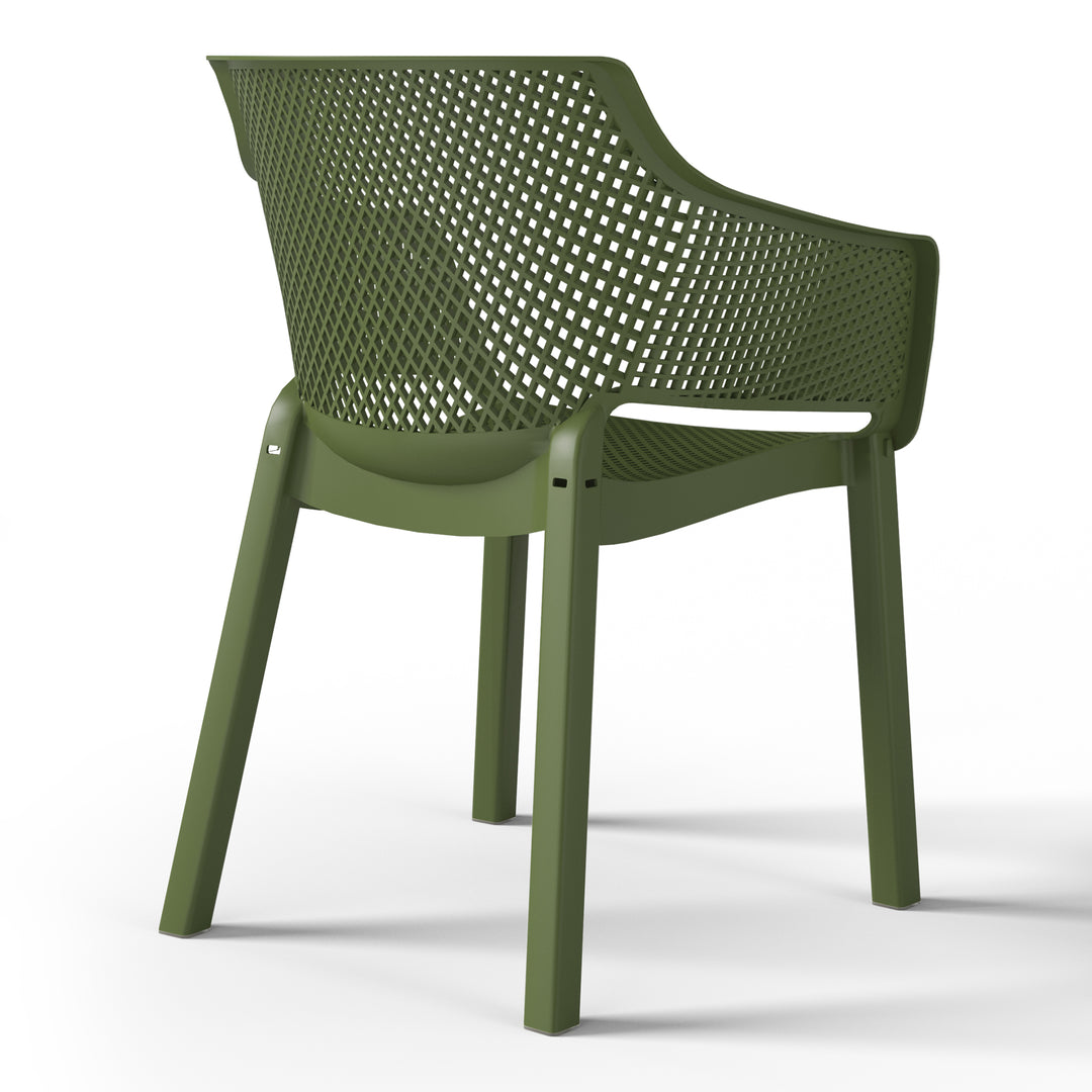 Playa Outdoor Modern Stackable Plastic Resin Patio Dining Armchair (Set of 4)