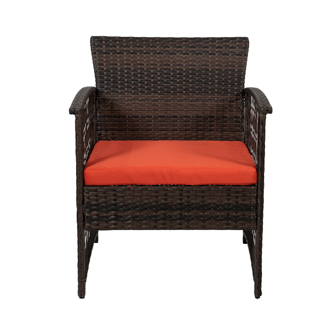 Melvi 4-Piece Outdoor Patio Wicker Conversation Set, Coffee