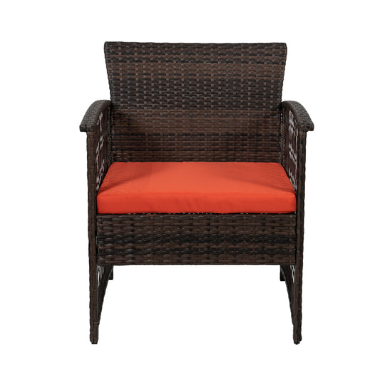 Melvi 4-Piece Outdoor Patio Wicker Conversation Set, Coffee