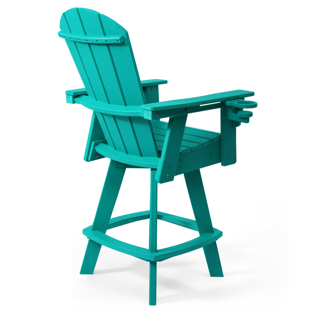 Malibu Outdoor HDPE Swivel Adirondack Bar Height Chair With Cup Holder