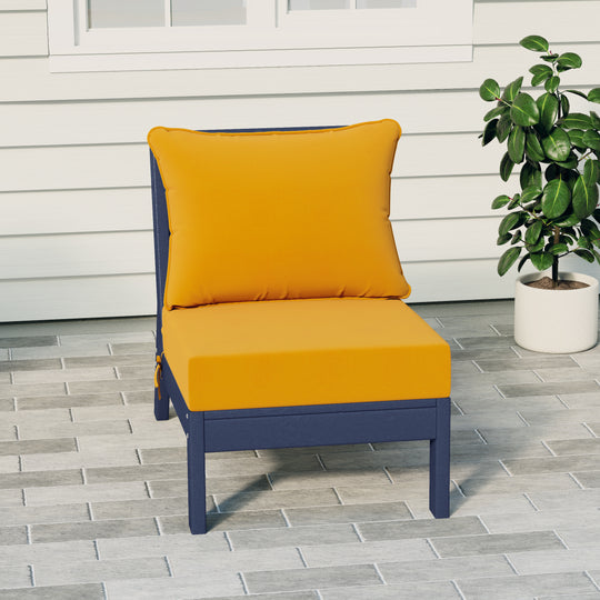 Avalon Outdoor HDPE Deep Seating Modular Armless Patio Chair with Patio Cushions