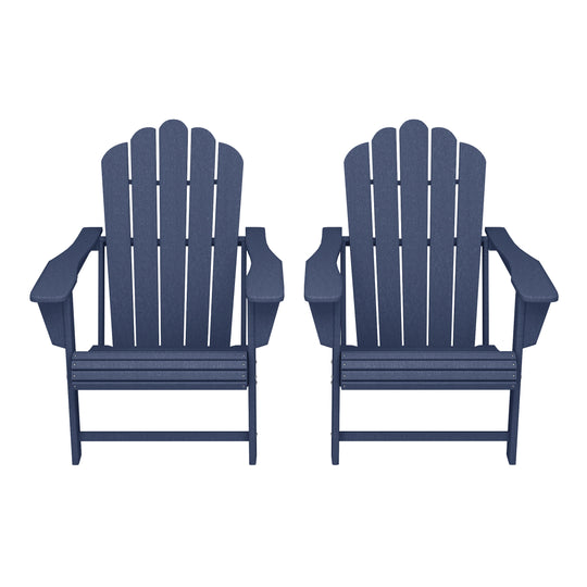 Highland Outdoor Patio HDPE Adirondack Chairs With Cup Holders (Set of 2)