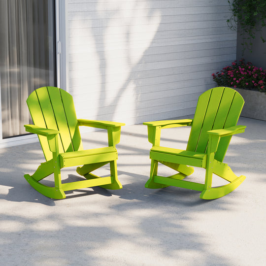 Malibu 2 piece set Outdoor / Patio Poly Adirondack rocking chairs ( 2 seater )