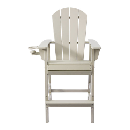 Malibu Outdoor HDPE Tall Adirondack Bar Height Chair With Cup Holder