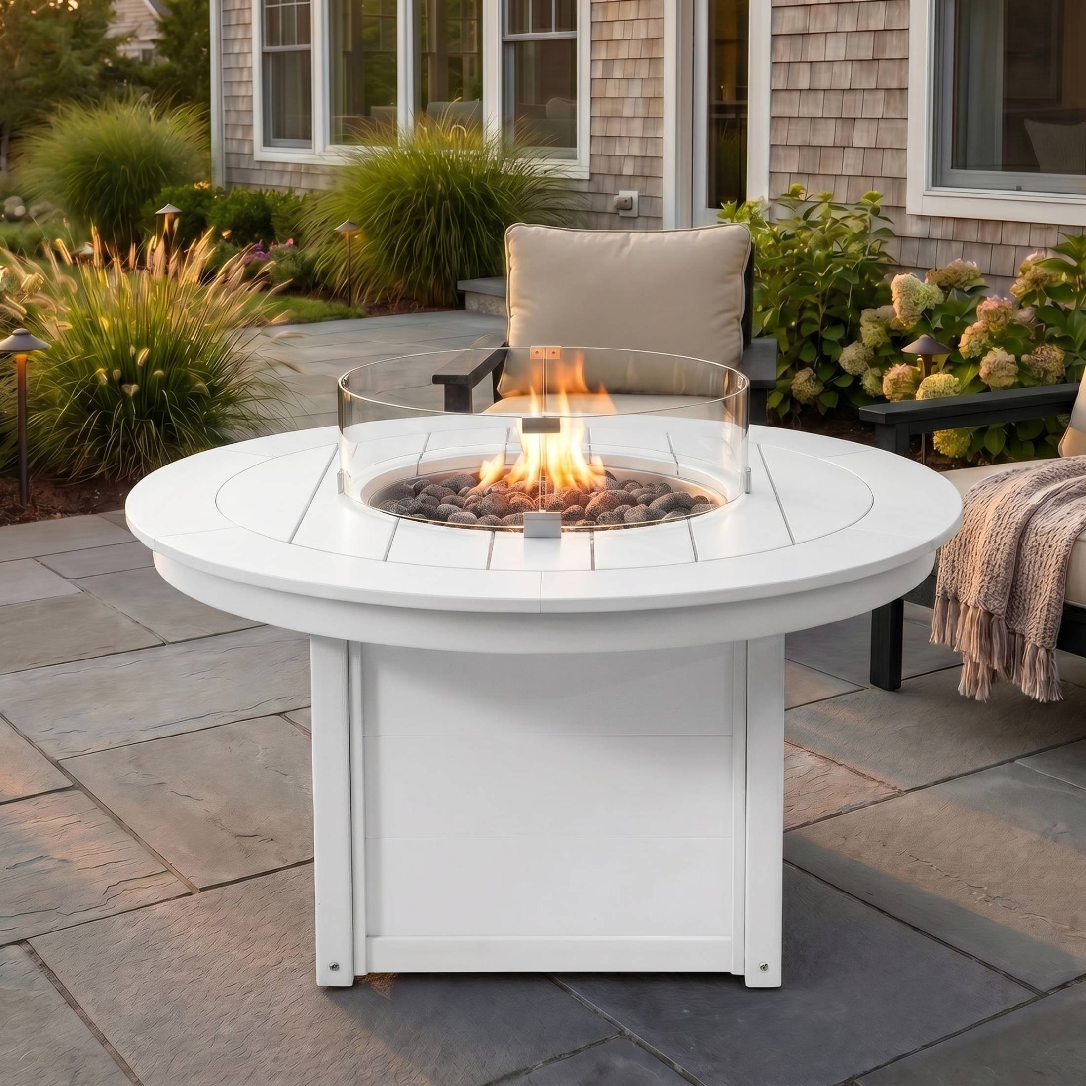 Helios 47" Modern Outdoor 55,000 BTU Patio Propane Round Fire Pit Table