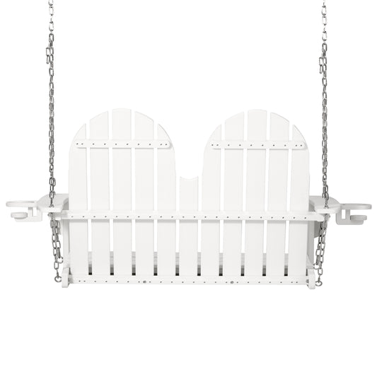 St. Augustine 4ft Outdoor HDPE Poly Farmhouse Hanging Porch Swing With Cup Holders