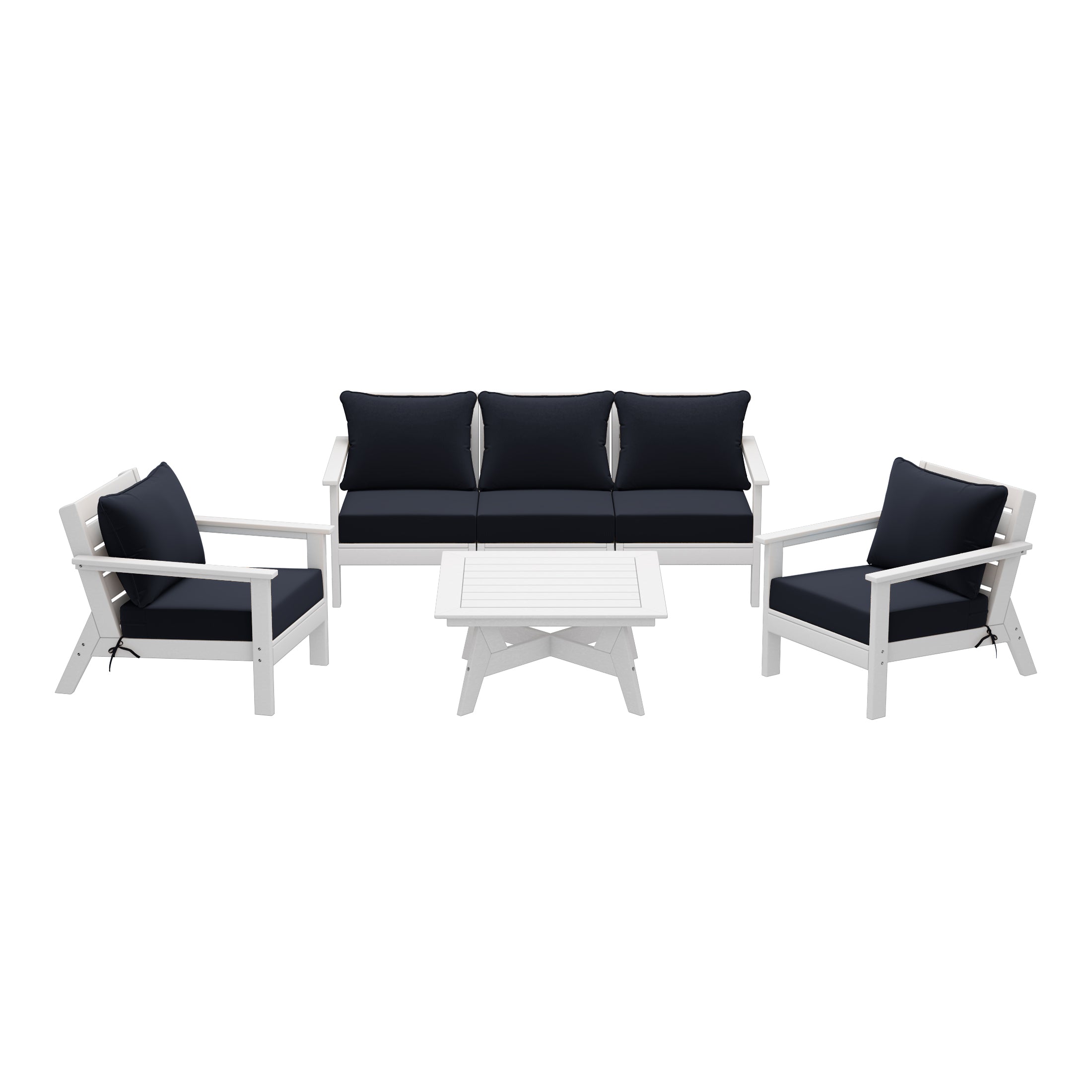 Avalon Outdoor 6-Piece Modular Sectional Patio Furniture Sofa Set in White Frame