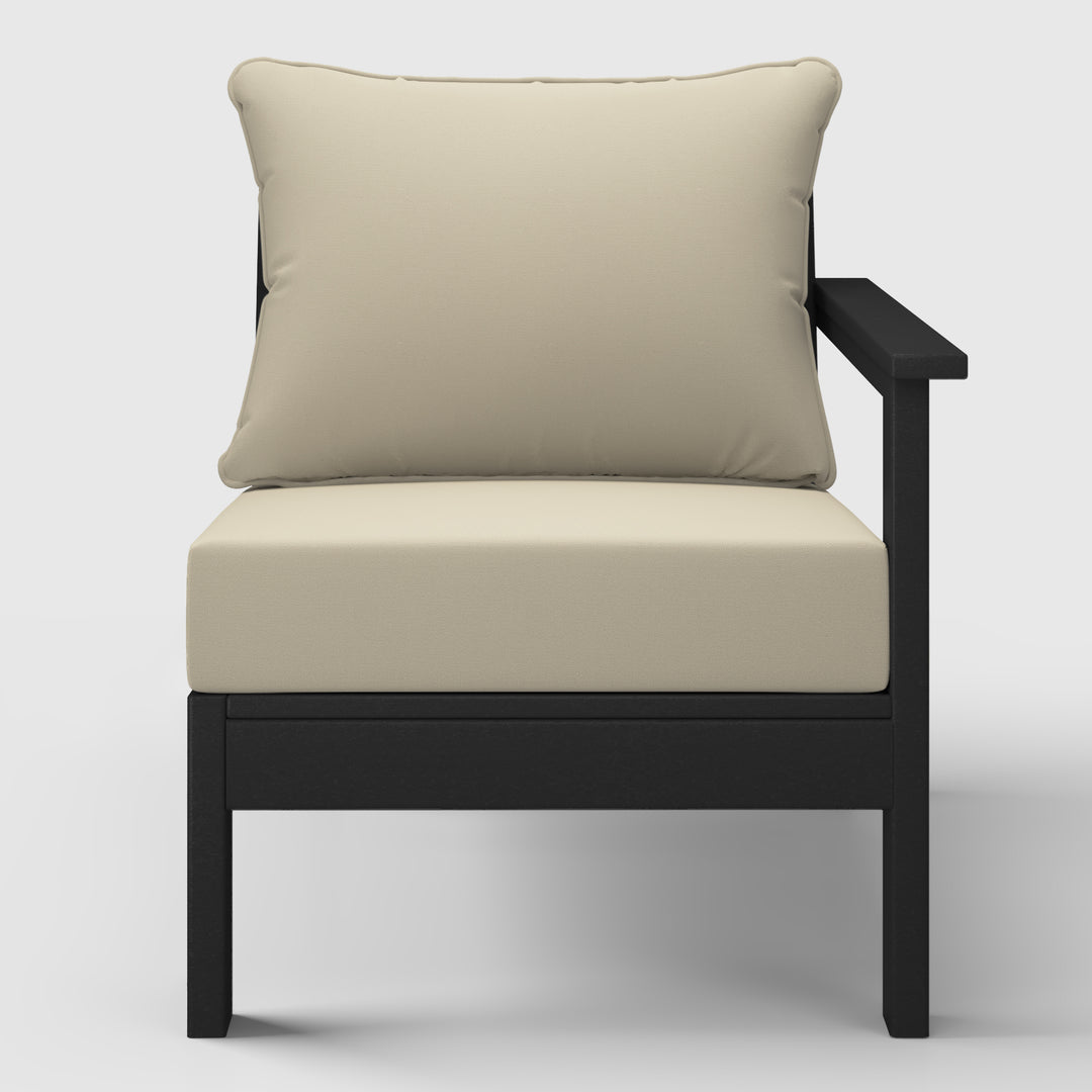 Avalon Outdoor Patio HDPE Right Arm Sectional Corner Club Chair with Patio Cushions