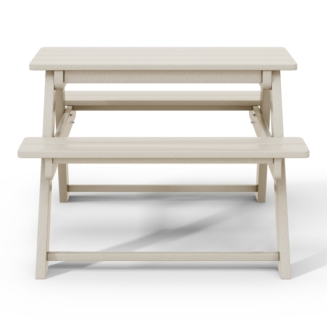 Malibu Outdoor Patio Kids HDPE Plastic Picnic Bench Table