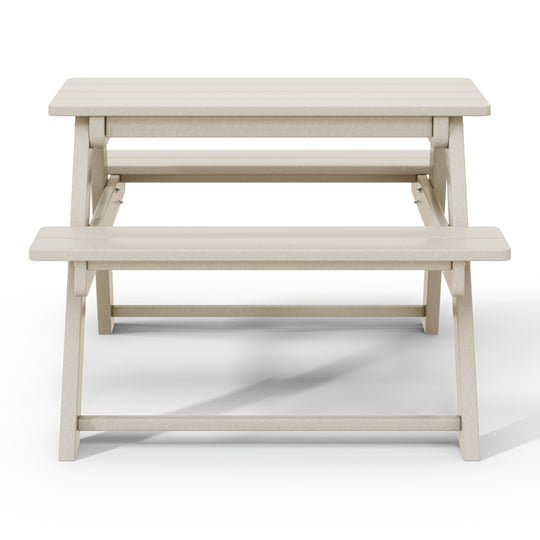 Malibu Outdoor Patio Kids HDPE Plastic Picnic Bench Table