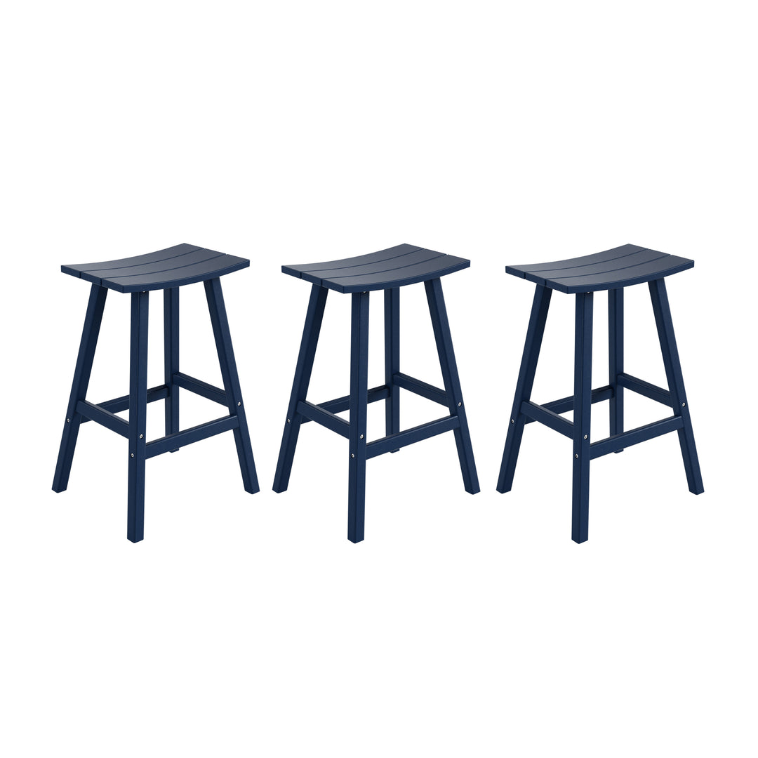 Malibu 29" HDPE Outdoor Patio Bar Height Bar Stools (Set of 3)