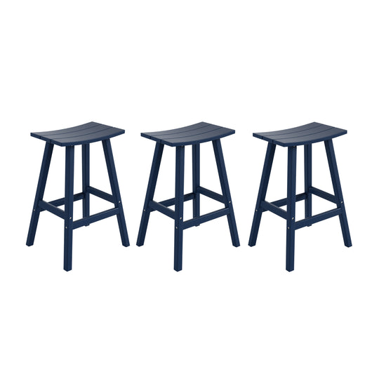 Malibu 29" HDPE Outdoor Patio Bar Height Bar Stools (Set of 3)