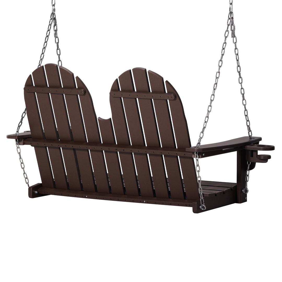 St. Augustine 4ft Outdoor HDPE Poly Farmhouse Hanging Porch Swing With Cup Holders