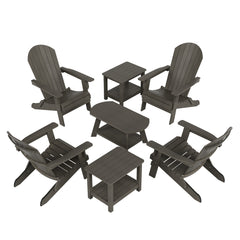 Tuscany 7-Piece HIPS Outdoor Poly Adirondack Seashell Conversation Lounge Set