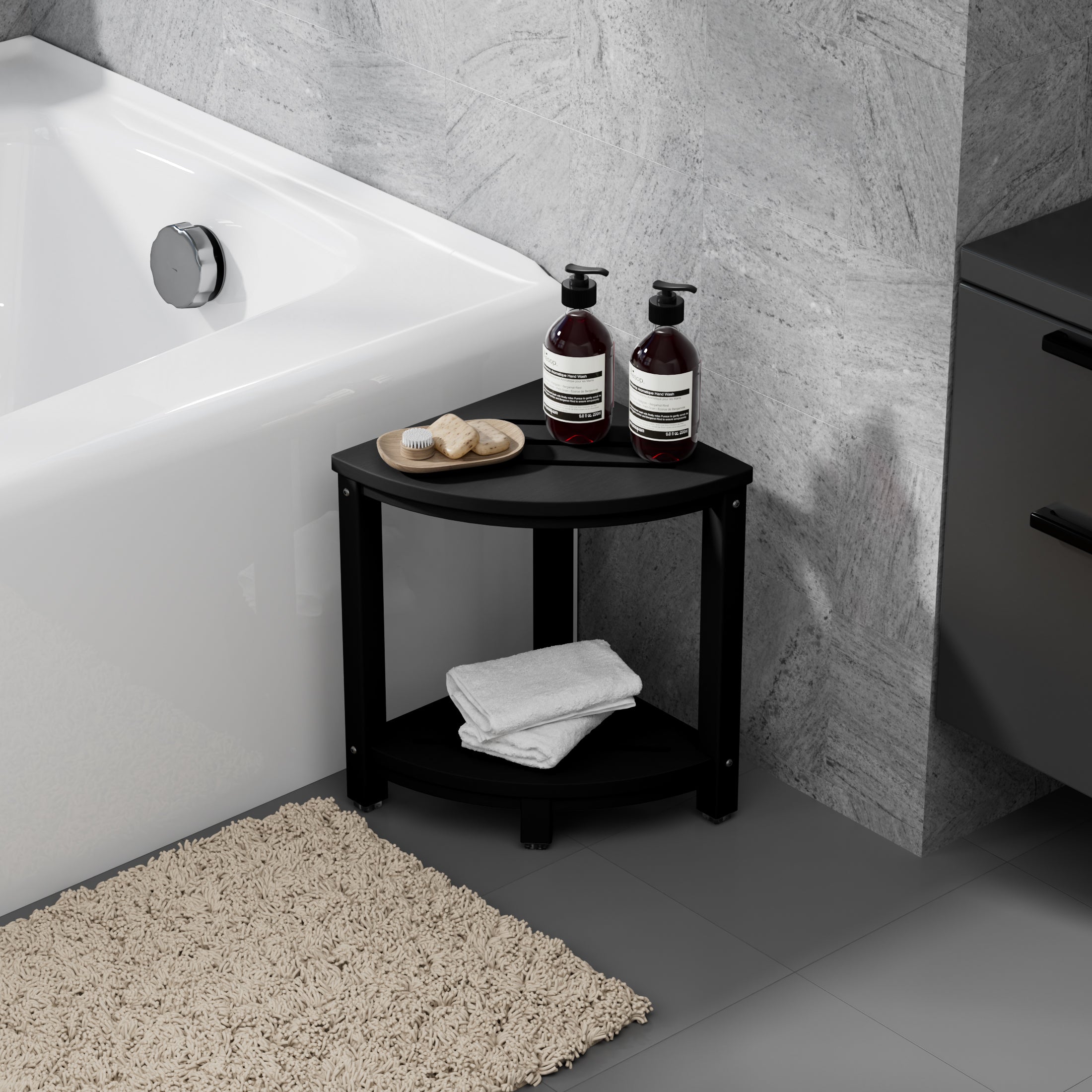 Sage HDPE Plastic Waterproof Shower Corner Bench