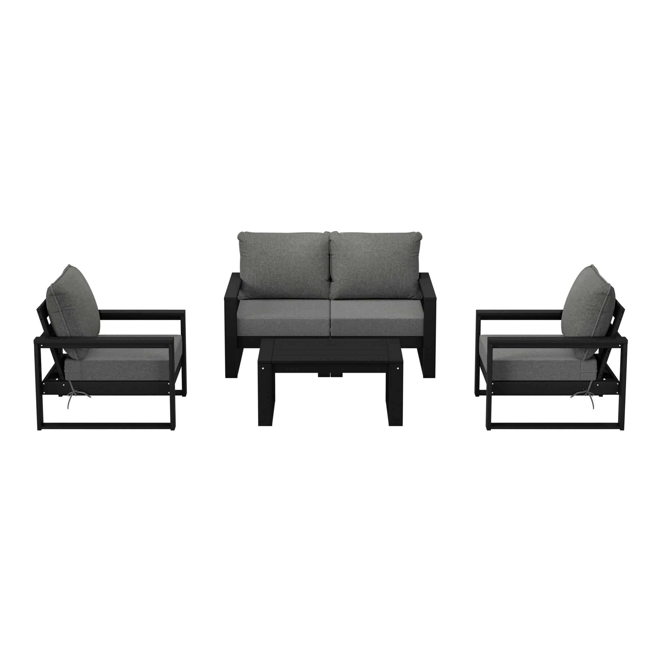Montara 5-Piece Modern HDPE Outdoor Patio Furniture Sofa Conversation Set with Coffee Table