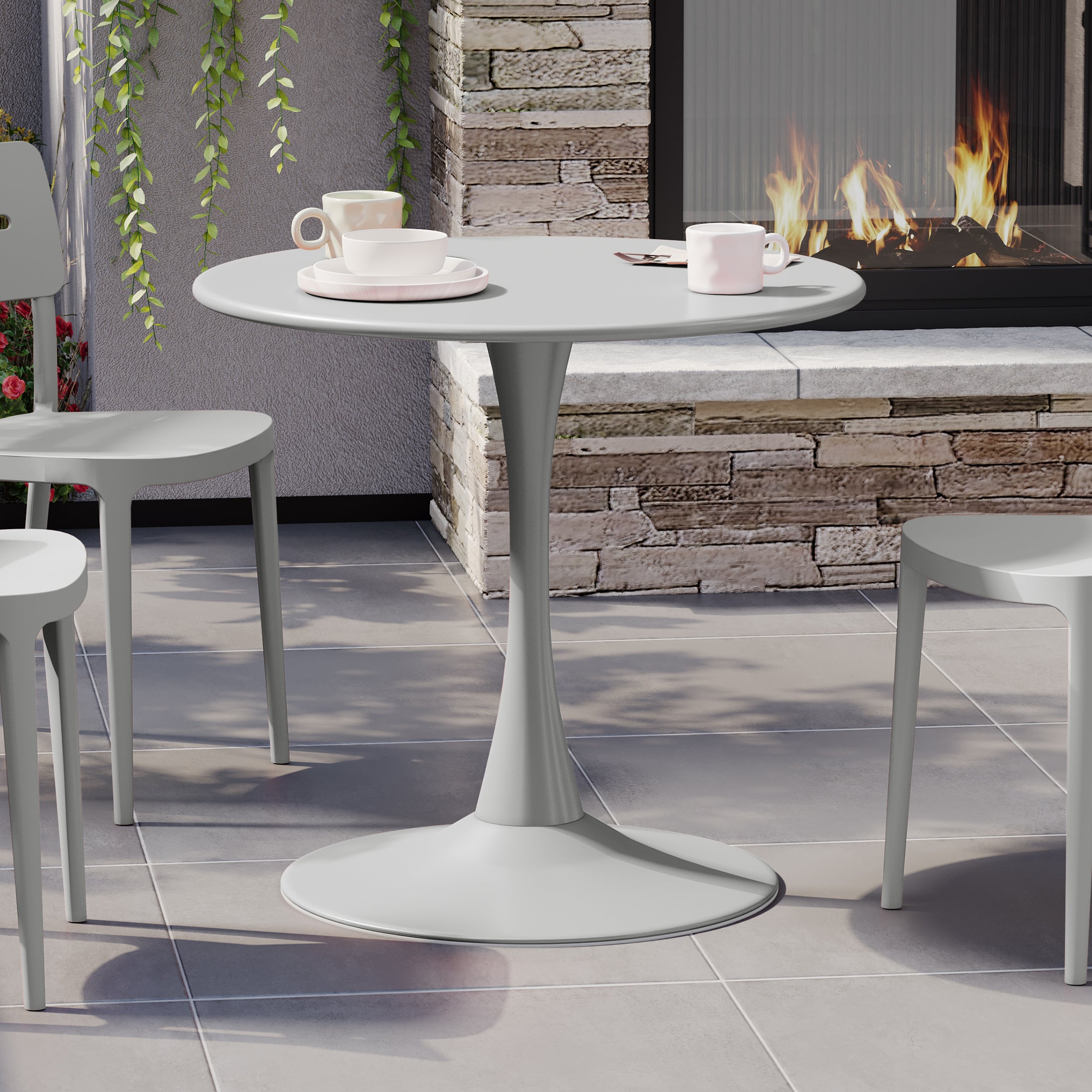 Playa 31.5" Round Outdoor Indoor Metal Cocktail Dining Table