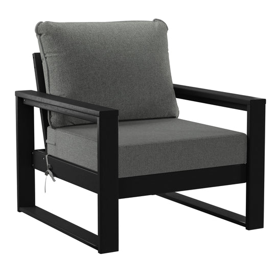 Montara Outdoor Modern HDPE Patio Club Chair with Waterproof Deep Seat Cushions (Set of 2)