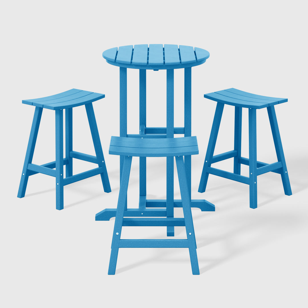 Malibu Outdoor Patio Counter Height Bar Stools Bistro Bar Table 4-Piece Set