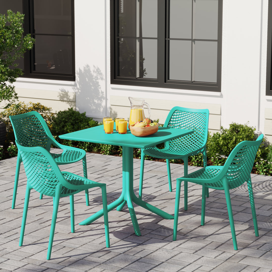 Playa 5-Piece Resin Square Patio Dining Table Set with Stackable Patio Dining Chairs