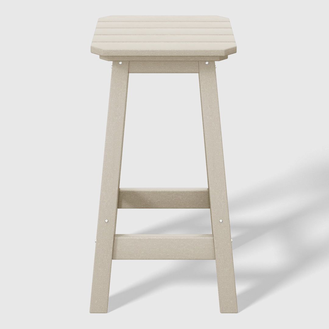 Malibu 24" HDPE Outdoor Patio Counter High Backless Square Bar Stools Set of Three