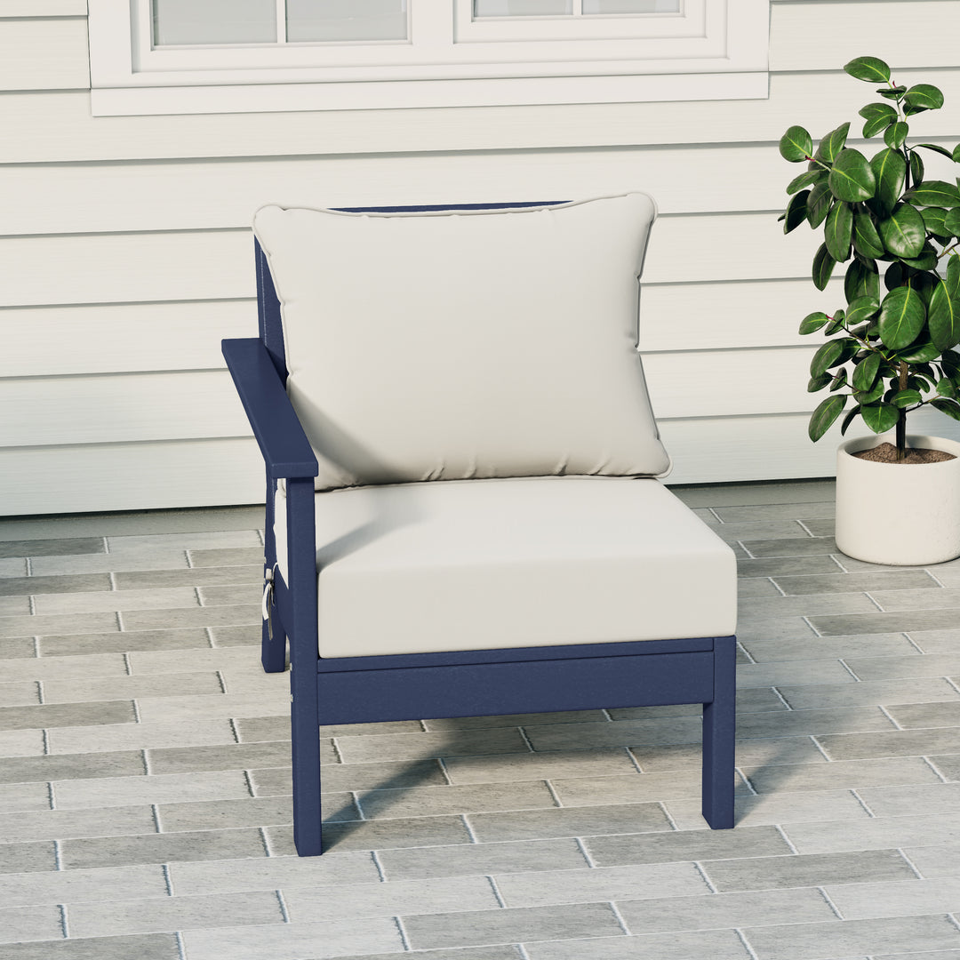 Avalon Outdoor Patio HDPE Left Arm Sectional Corner Club Chair with Patio Cushions