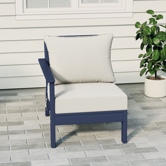 Avalon Outdoor Patio HDPE Left Arm Sectional Corner Club Chair with Patio Cushions