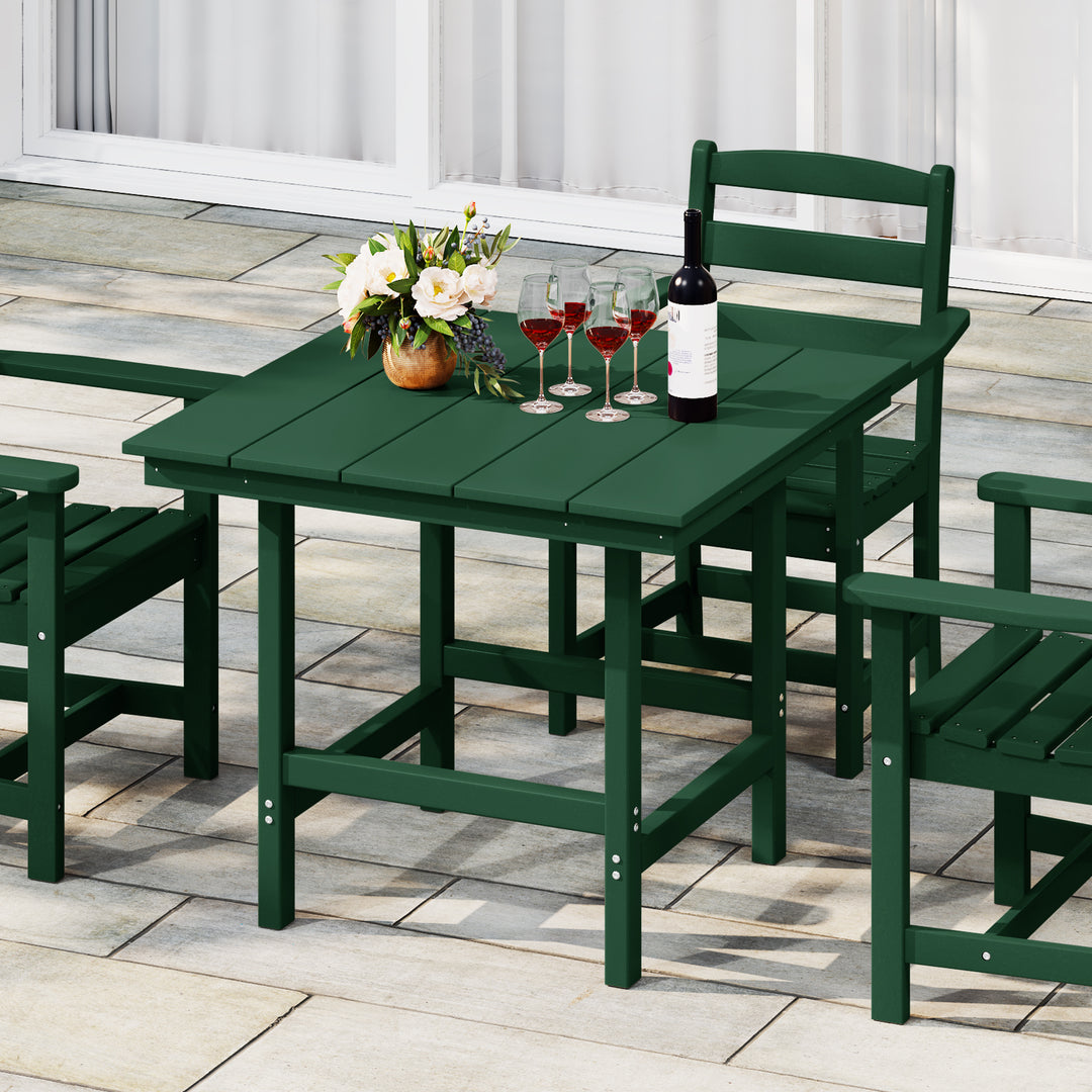 Ashore Outdoor HDPE 36" Square Patio Dining Table with Umbrella Hole