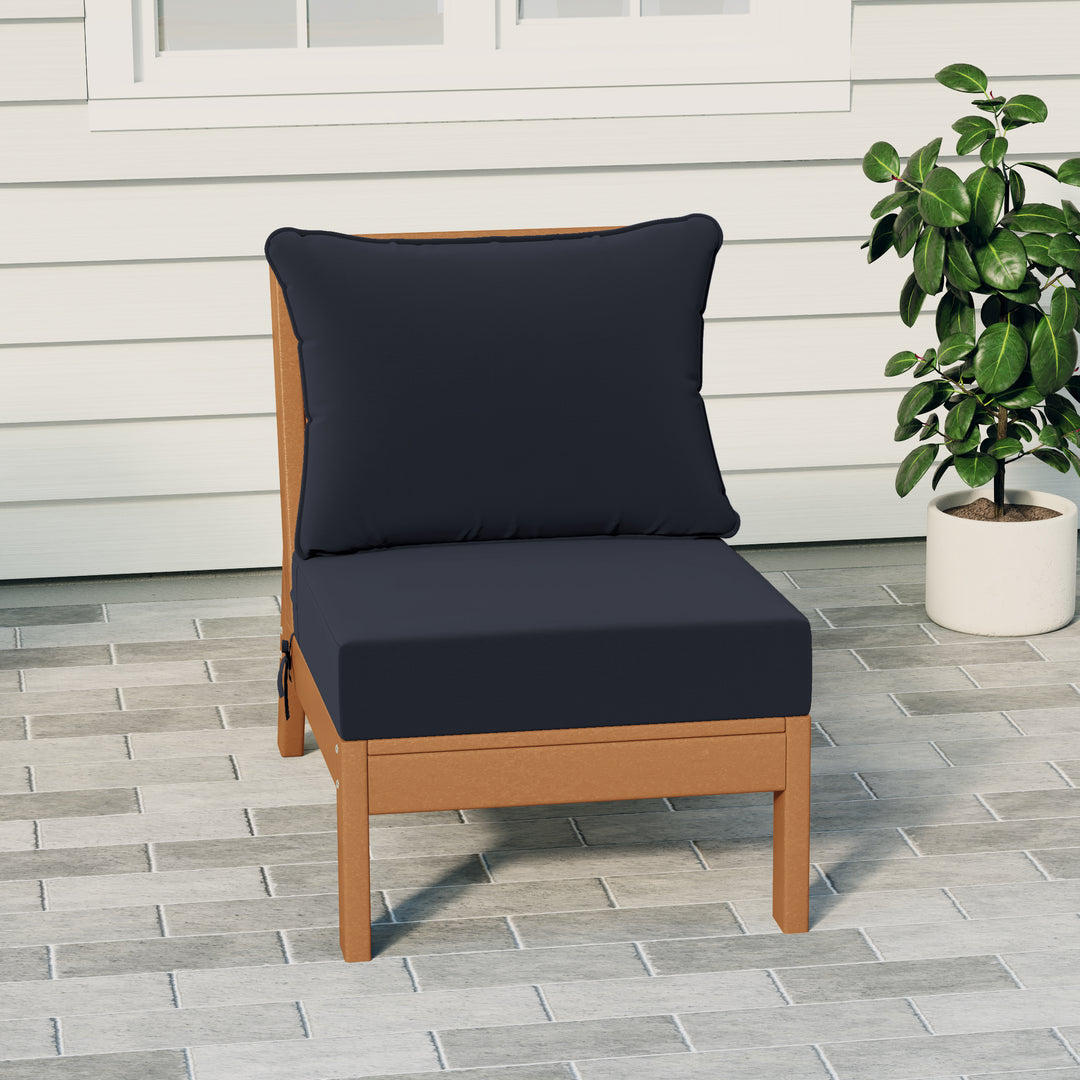 Avalon Outdoor HDPE Deep Seating Modular Armless Patio Chair with Patio Cushions