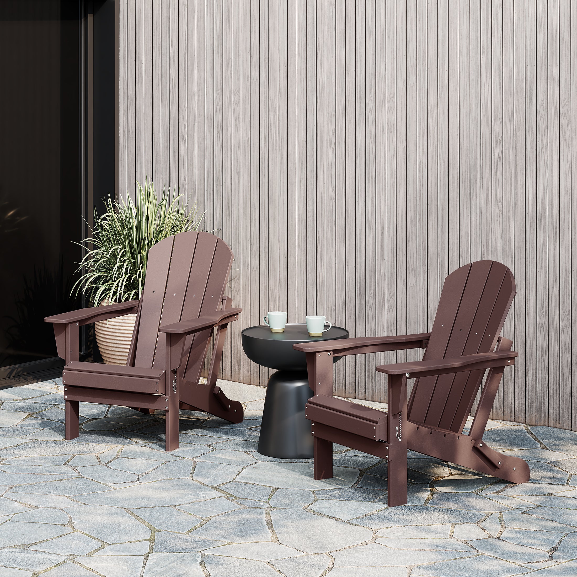 Malibu outdoor folding Poly Adirondack chair (Set of 2)