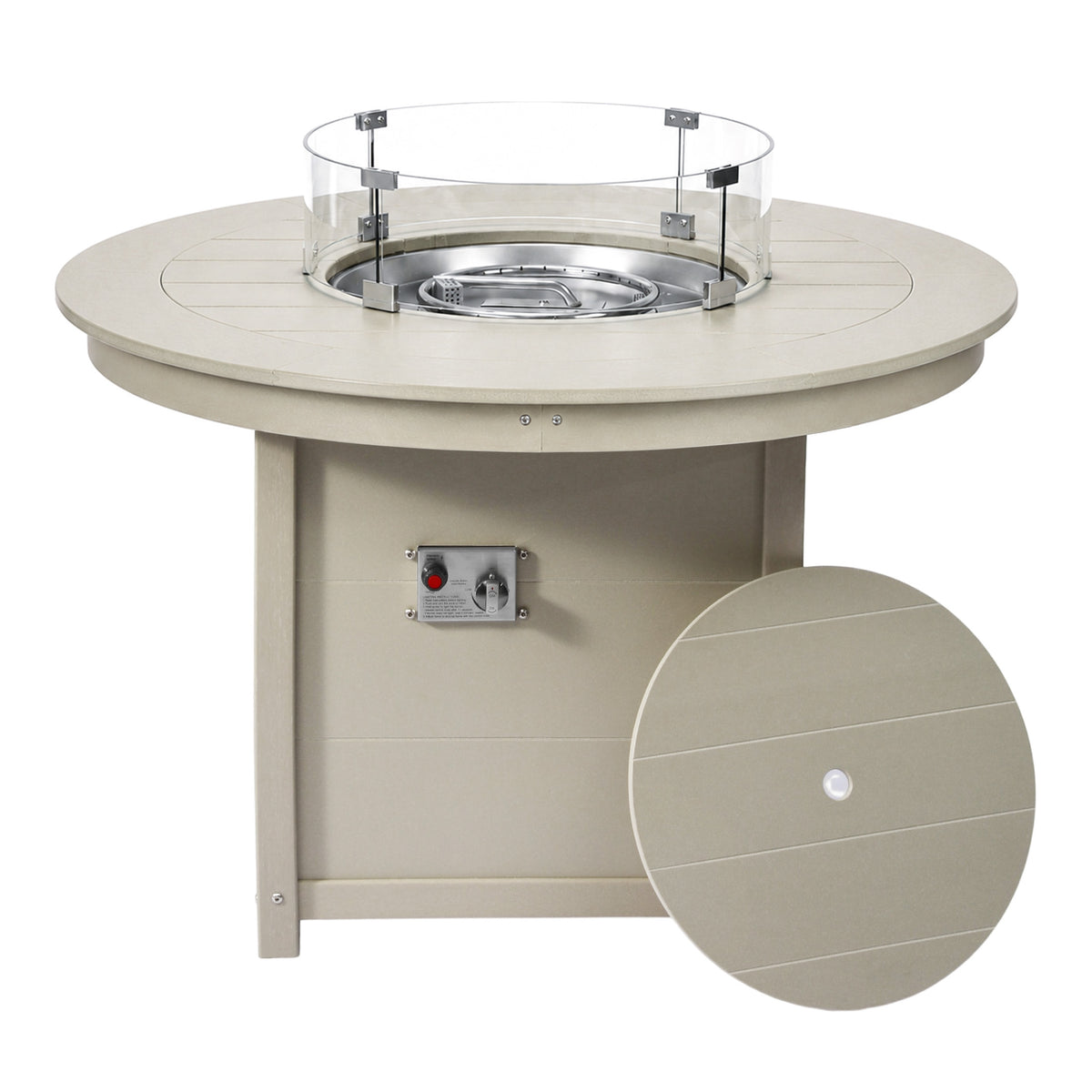 Helios 47" Modern Outdoor Patio Propane Gas Round Fire Pit Table