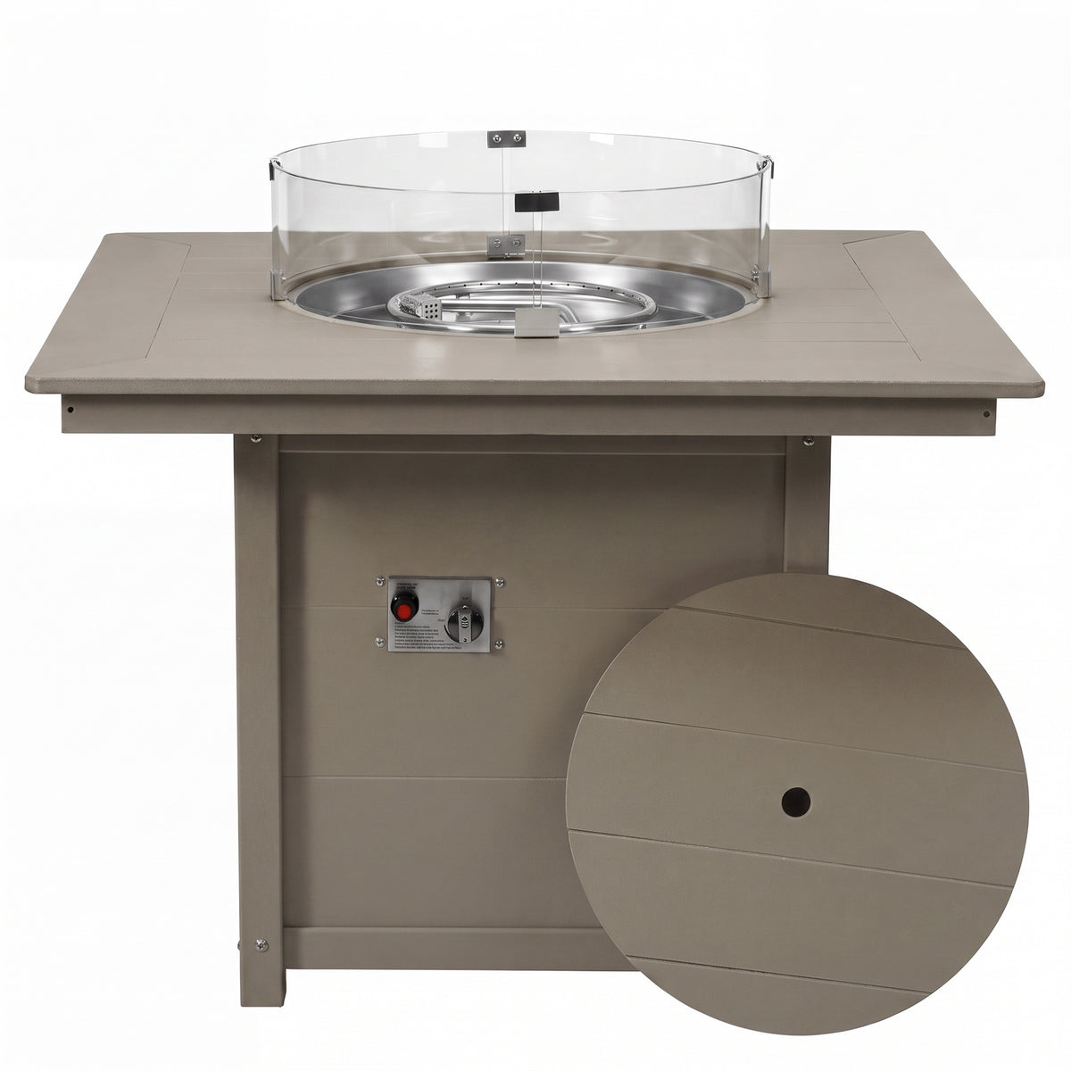 Helios Modern Outdoor Patio Propane 42" Square Fire Pit Table