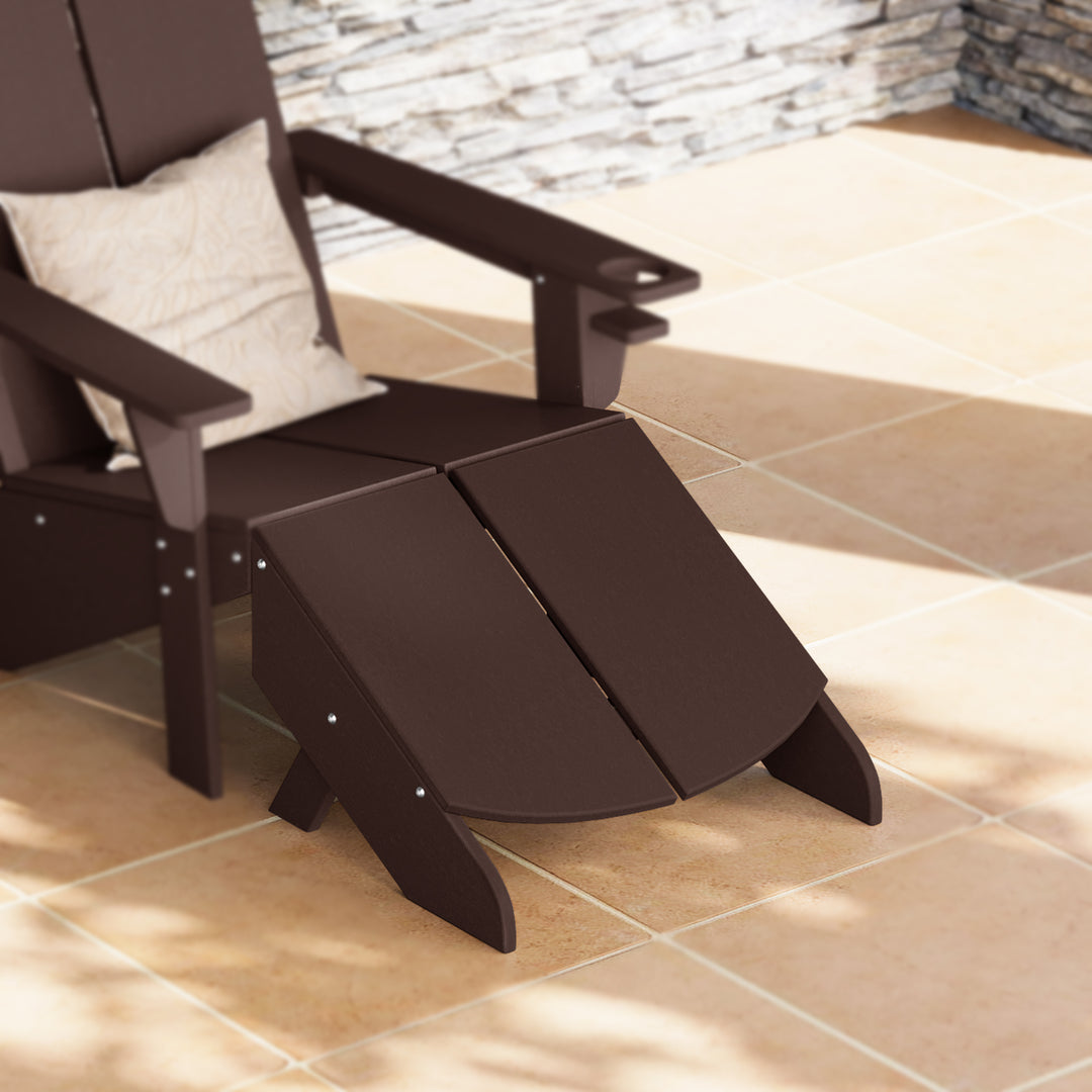 Riviera Modern HDPE Plastic Folding Patio Adirondack Ottoman