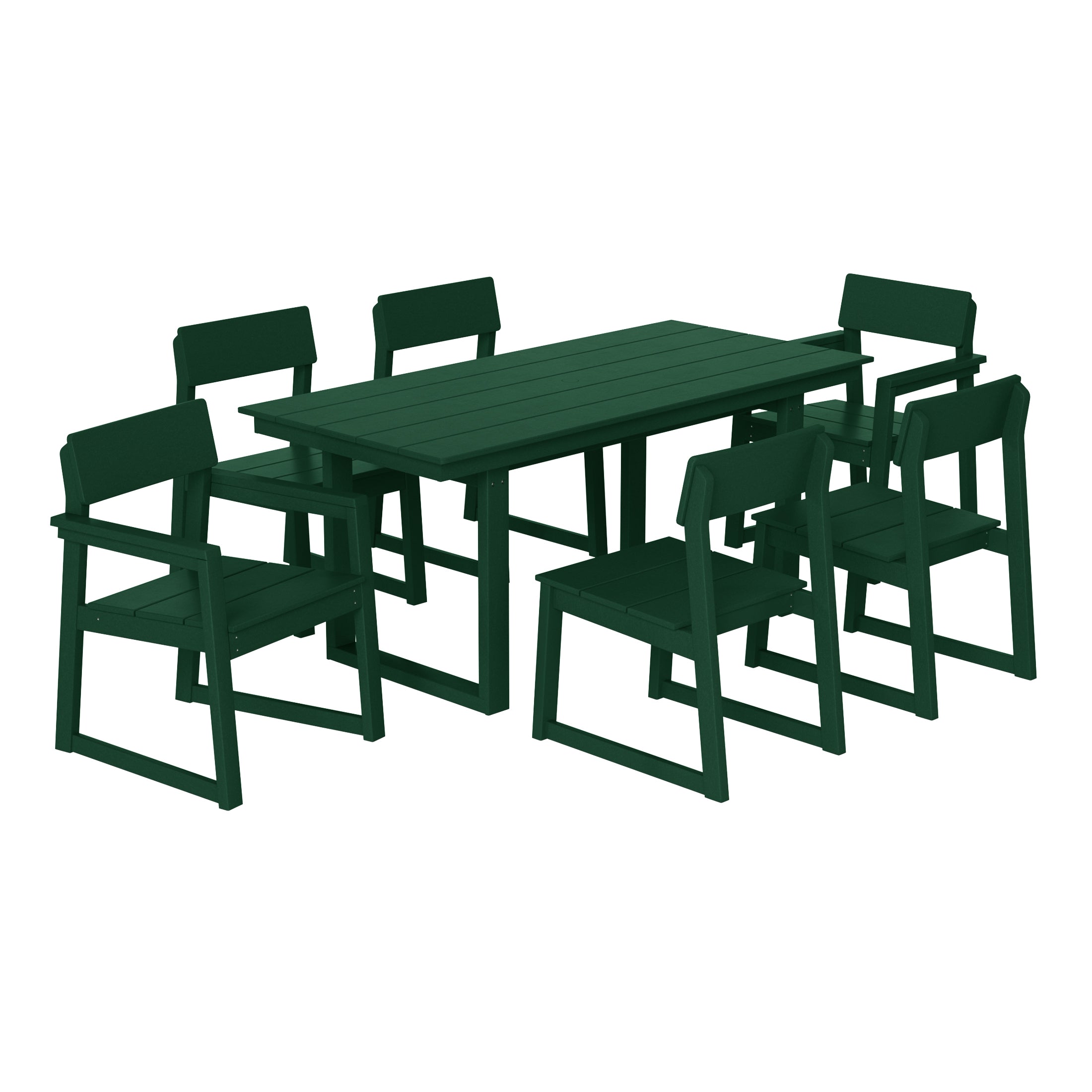 Paloma 7-Piece Modern HDPE Outdoor Patio Dining Table Set With Umbrella Hole
